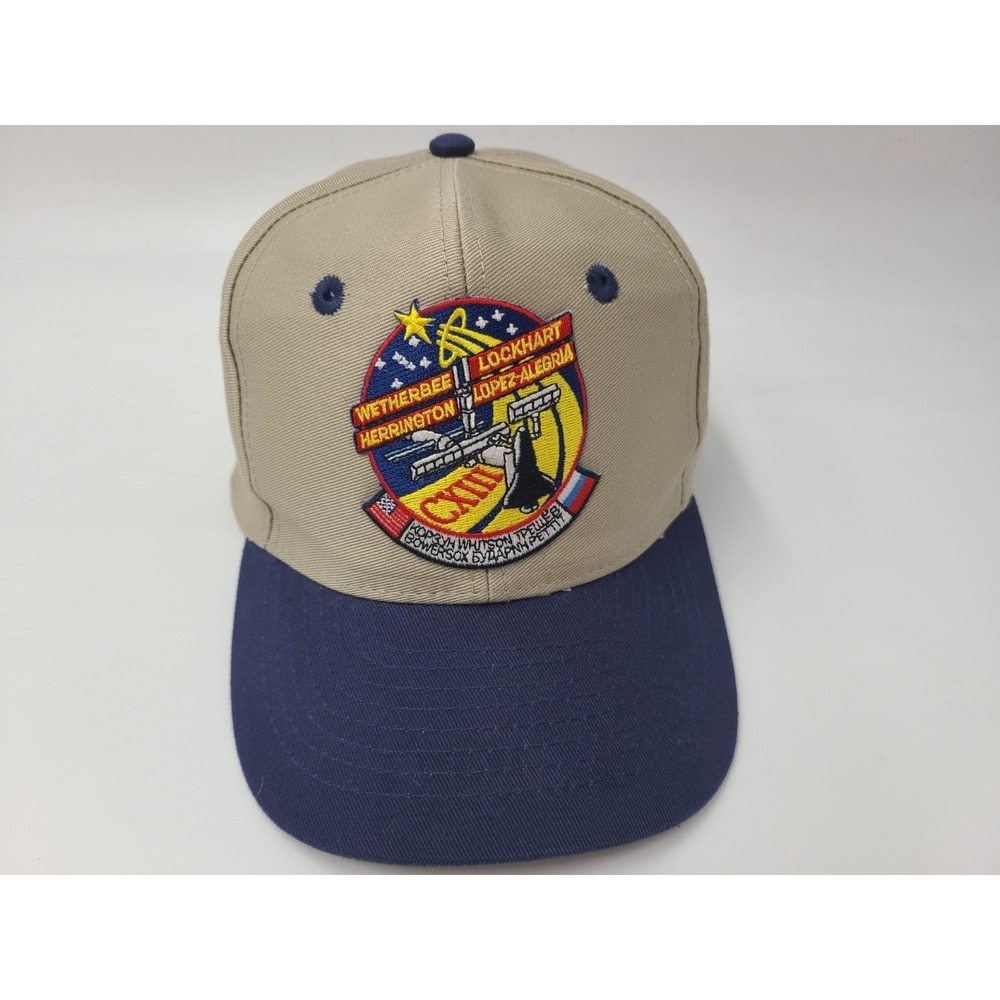 Vintage STS-113 NASA Space Shuttle Mission Snapback Hat Cap CXIII Men Beige Blue